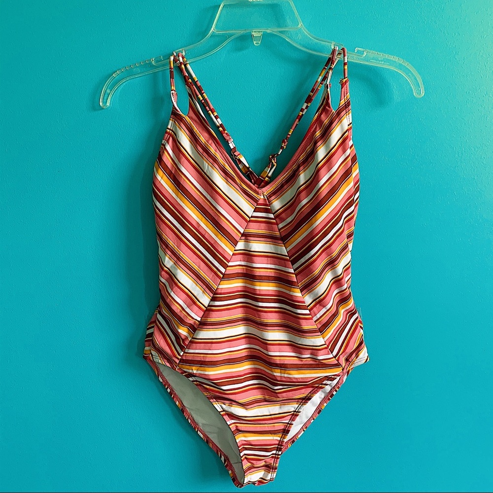 Medium Striped One Piece Cut Out Swimsuit Bikini